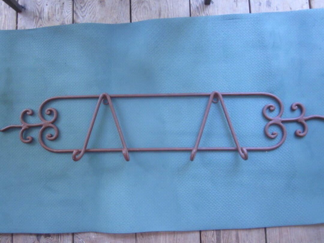 Rustic Iron Rack Vintage Large Wrought Iron Coat Rack, 4 Hooks, Rustic Rack, Farm House ...