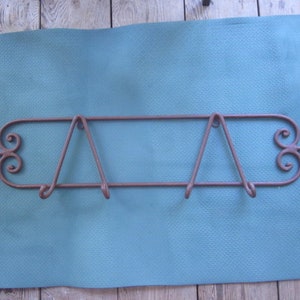 Vintage Large Wrought Iron Coat Rack, 4 Hooks, Rustic Rack,  Farm House, Barn Decor, Western Decor, Tack Room Hooks, Bridle Rack, Ranch Look