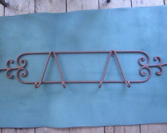 Vintage Large Wrought Iron Coat Rack, 4 Hooks, Rustic Rack,  Farm House, Barn Decor, Western Decor, Tack Room Hooks, Bridle Rack, Ranch Look