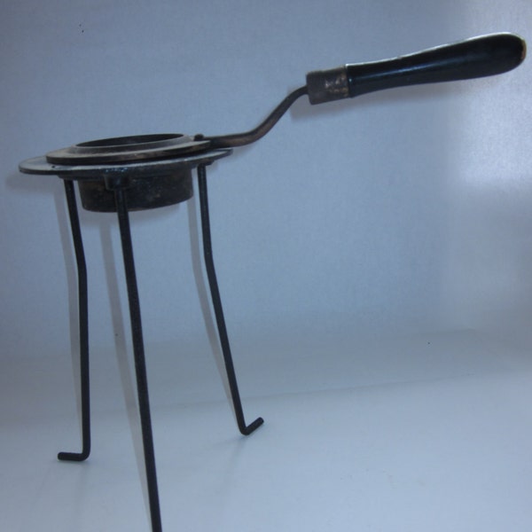 MCM Mid-Century Modern Wrought Iron and Brass Sterno Holder or Candle Stand