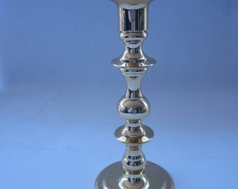 Polished Brass Heavy Candleholder, 7 1/2" tall