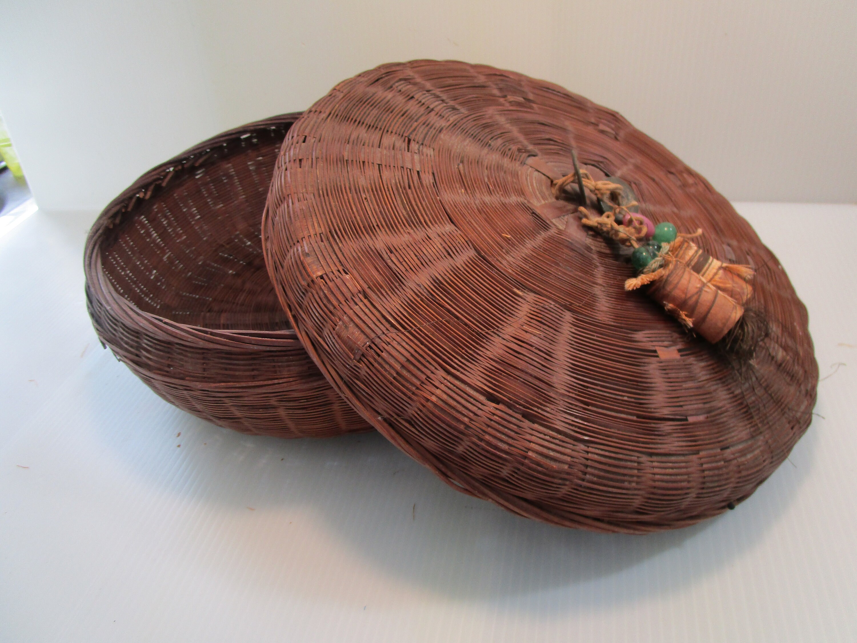 Vintage Chinese Sewing Basket, Handwoven Etsy