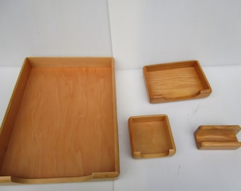 Vintage Hardwood Desk Set by Newell Office Products for home or office