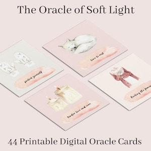 Printable Oracle of Soft Light Cards, 42 Printable Affirmation Cards, Digital Download, Supportive Gifts