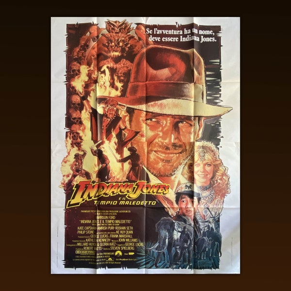 Big Original Vintage Movie Poster Indiana Jones and the Temple of Doom 1984 - Size: 100X140 CM