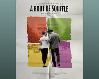 Big Film Poster 2F A Bout De Souffle - Breathless - Jean-Luc Godard - 100X140 CM