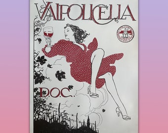 Original Advertising Poster Red Wine Valpolicella D.O.C. Milo Manara 70X100 CM