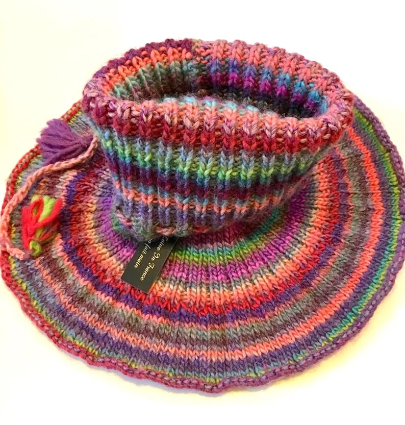 Snood very original hood in Alpaca multicolor hand knit accessory Made In France gift for her HeyLaineInFrance hot