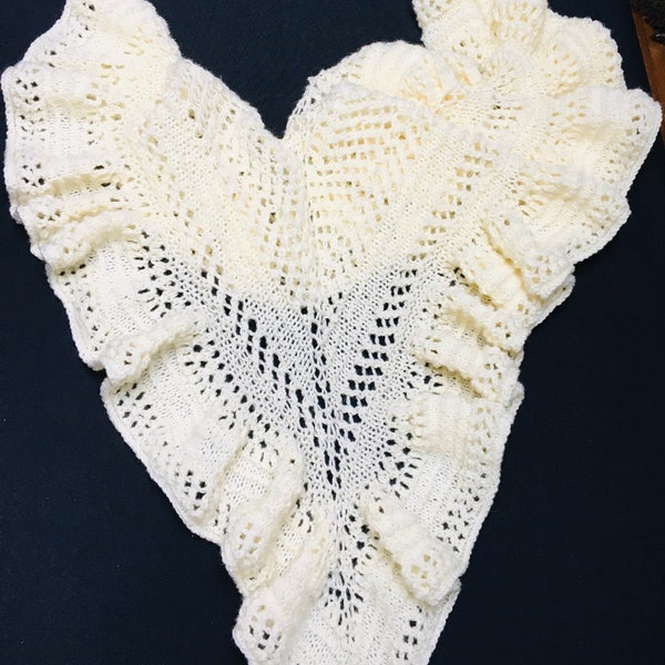 Châle tricot-main Etole Ivoire chauffe-épaules de mariage HeyLaineInFrance,