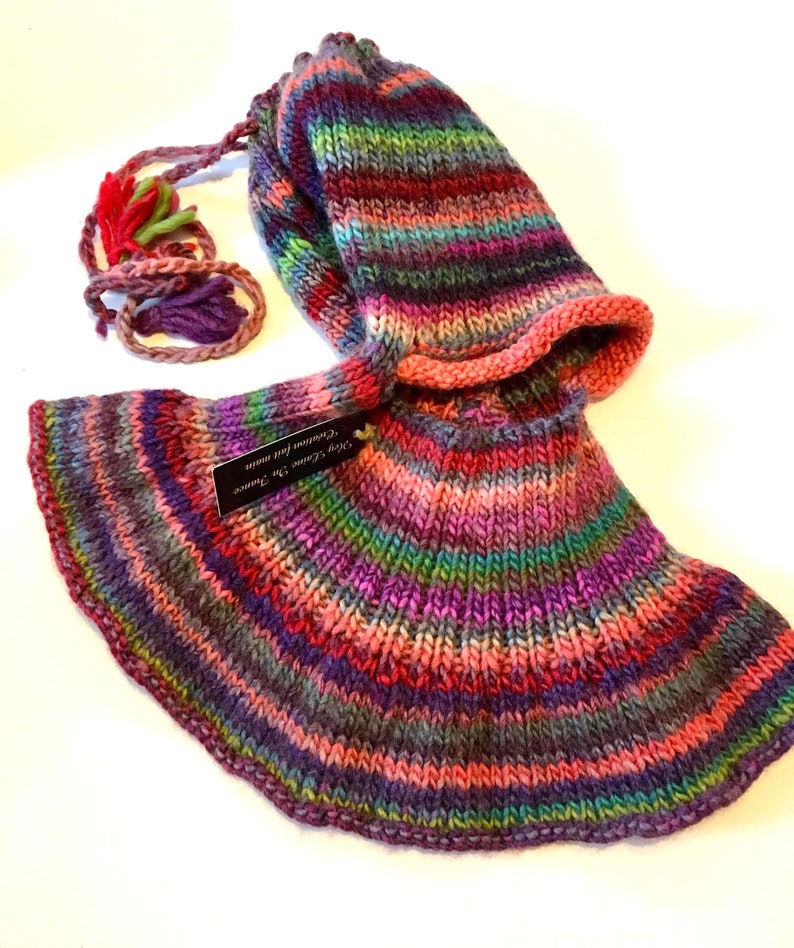 Snood very original hood in Alpaca multicolor hand knit accessory Made In France gift for her HeyLaineInFrance hot