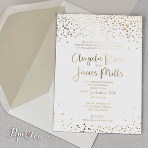 Confeti de lámina real personalizado Elegante invitación de boda Lámina prensada Tarjeta de boda Tablero grueso