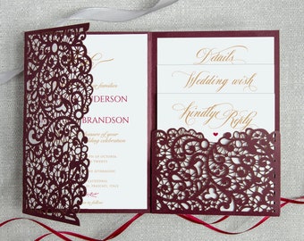 Laser Cut Wedding Invitation Pocket Etsy