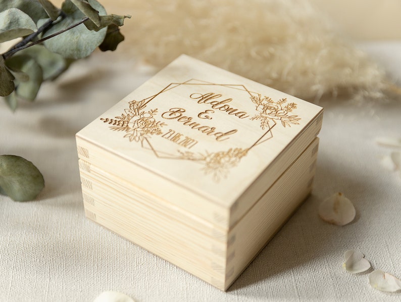 Beautiful Wooden Ring Box with Personalisation Ring Pillow, Ring Bearer Box, Rustic Wedding, Wedding Gift, Wedding Accessories, Engagement image 5