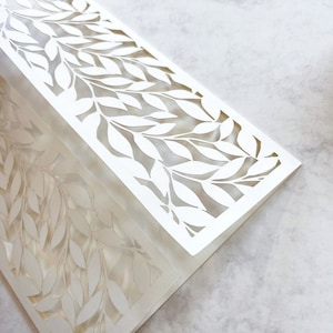 Ivory Arch Gatefold with Intricate Laser Cut Leaf Motif Laser Cut Covers ONLY, Wedding Invitation, Laser Cut Cover, DIY Handmade zdjęcie 3