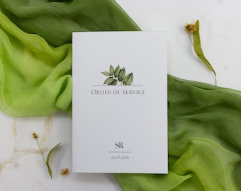 Minimalist Order of Service - Leaf Rustic Stationery, Boho Wedding, Wedding Order of Service, Wedding Day, Wedding Booklet
