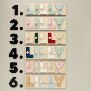 Colorful 3D Wooden Name Puzzles Nursery Decoration for Toddler Early Learning Educational Montessori Toys Gift for Baby Christmas Gift image 3