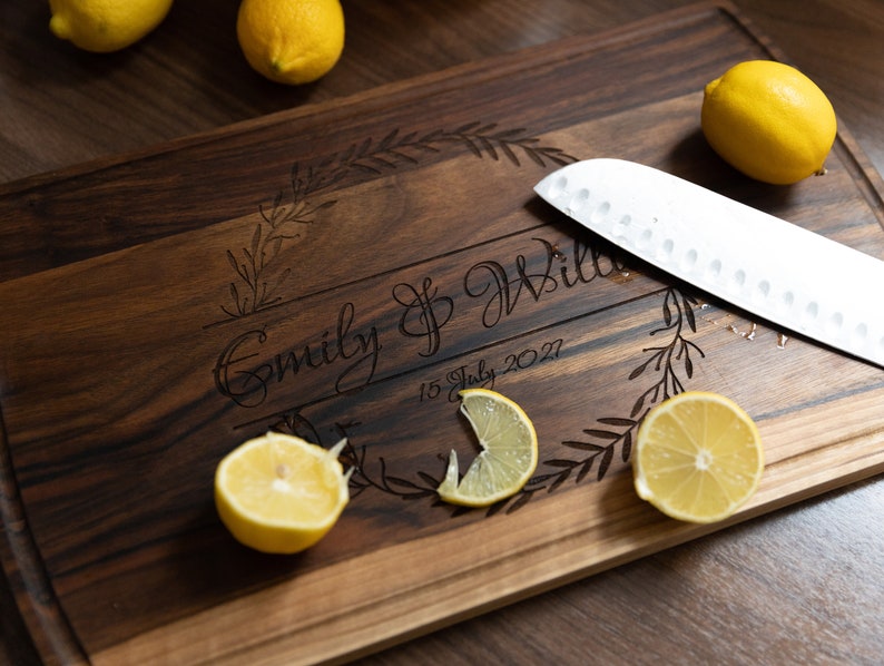 Walnut Wood Cutting Board Personalised Handmade Custom Engraved Wooden Chopping Board Cheese Board Wooden Serving Board Serving Platter Tray image 4