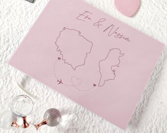 Travel Themed Wedding Guest Book: Vegan Leather Engraved Map Cover