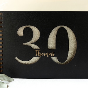 Wooden Birthday Guest Book Anniversary Personalised Gift Glitter Page Photo album A4