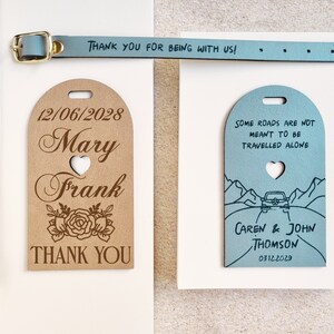 Personalised Wedding Luggage Tag Heart Cut For Wedding Guests, Wedding, Birthday, Thank You Gifts