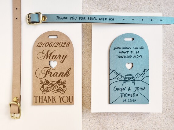 Personalised Wedding Luggage Tag Heart Cut For Wedding Guests, Wedding,  Birthday, Thank You Gifts
