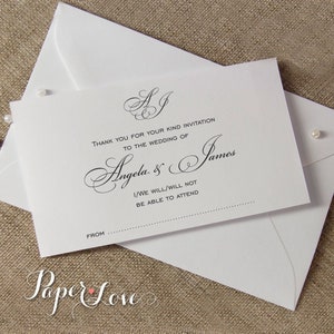 Tarjeta RSVP clásica: reserva la fecha a juego con tu invitación