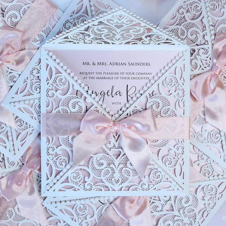 DIY Invitations Wedding Invitation Cards Laser Cut with Cream Etsy
