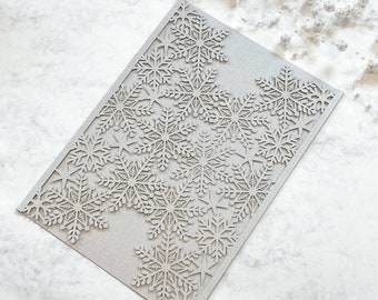 Silver Metallic Laser Cut Snowflakes Covers ONLY  - Wedding invitation , Wedding Gatefold Invitation, Laser cut cover , Winter Wedding