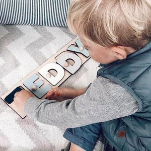 Colorful 3D Wooden Name Puzzles Nursery Decoration for Toddler Early Learning Educational Montessori Toys Gift for Baby Christmas Gift image 5