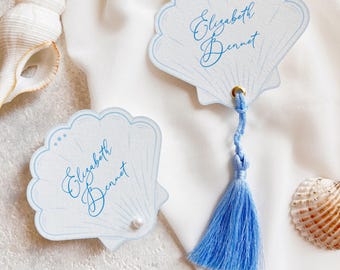 Personalised Seashell Place Cards | Beach Wedding Escort Cards | Coastal Wedding Decor