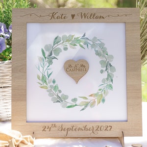 Sonoma Oak Personalised Wooden Wedding Guest Book Drop Box + Wooden Box + Wooden Pen Set
