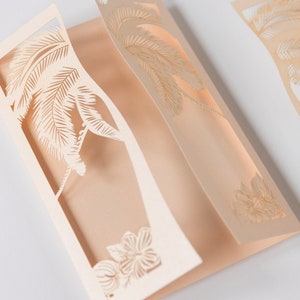 Tropical Tree Laser Cut Covers ONLY  - wedding invitation ,Wedding gatefold invitation, Laser cut cover, Destination Wedding, Wedding Abroad