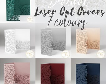 Laser Cut Covers ONLY Pocket Fold Invitations 6 colours - Pocketfold Elements, DIY Cut, 3 fold pocket, Wedding Cards Invitation