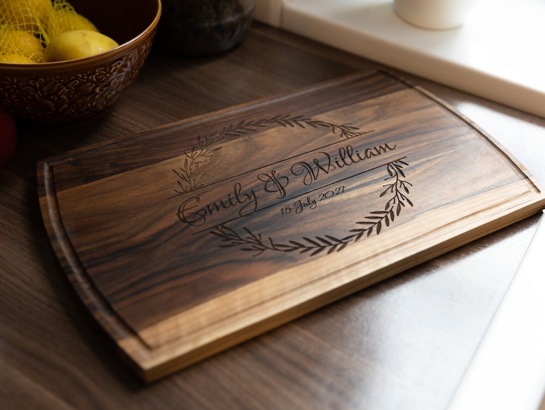 Walnut Wood Cutting Board Personalised Handmade Custom Engraved Wooden Chopping Board Cheese Board Wooden Serving Board Serving Platter Tray image 1