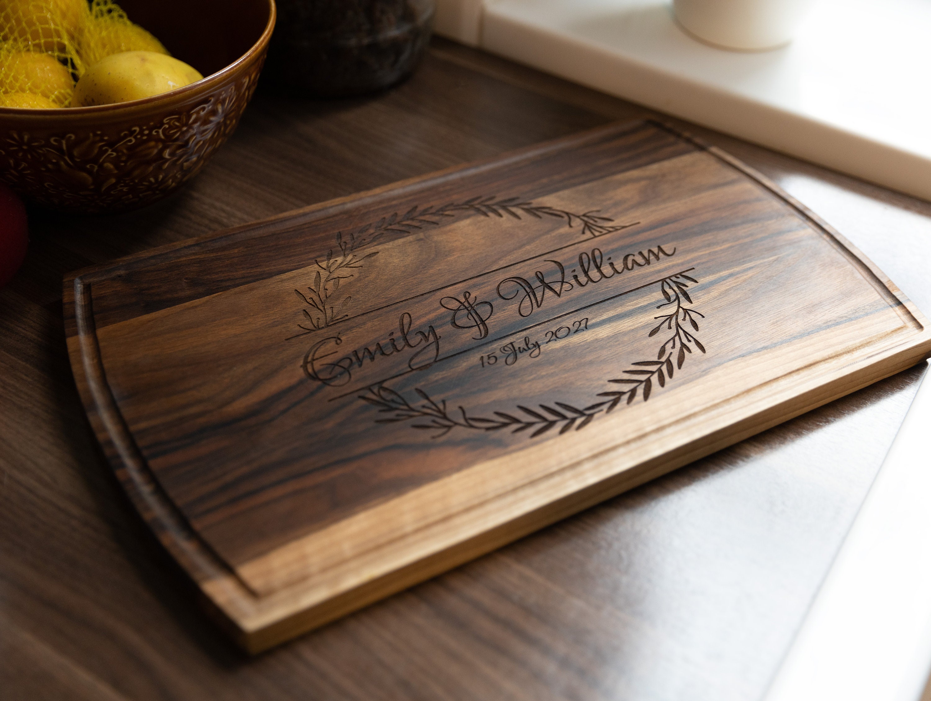 Custom Walnut Engraved Cutting Board - Forest Decor