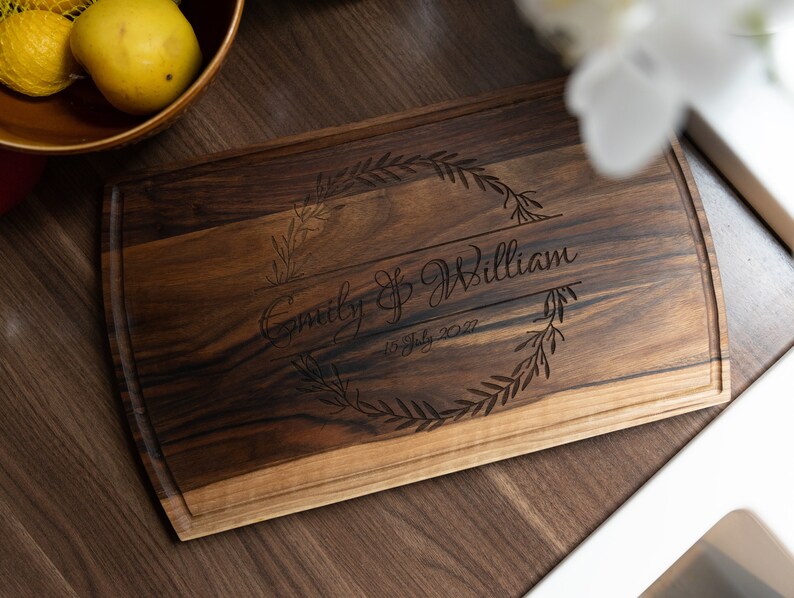 Walnut Wood Cutting Board Personalised Handmade Custom Engraved Wooden Chopping Board Cheese Board Wooden Serving Board Serving Platter Tray image 7