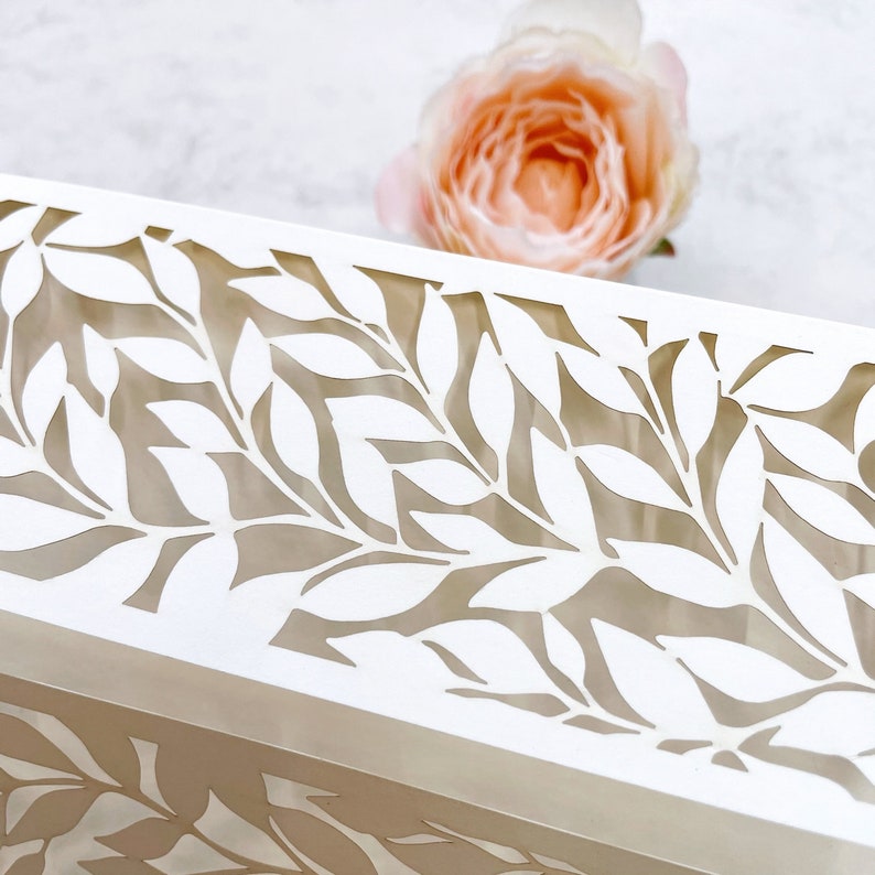 Ivory Arch Gatefold with Intricate Laser Cut Leaf Motif Laser Cut Covers ONLY, Wedding Invitation, Laser Cut Cover, DIY Handmade zdjęcie 4