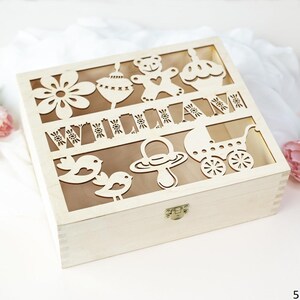 Personalized Gift for Baby Wooden Keepsake Memory Box, Custom Engraved Wooden Box Gift Set. First Christmas. Baby Girl & Baby Boy