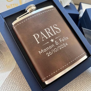 Personalized  Flask for Groomsmen, Leather Hip Flask, Wedding Favor, Custom Leather Engraved Hip Flask, Gift Idea
