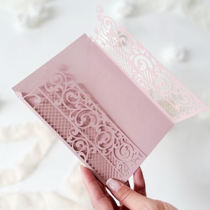 Laser-Cut Gate Invitation Cover – Archway Design for Weddings & Parties, DIY Elegant Gatefold Card Sleeve, Romantic Wedding Invitations