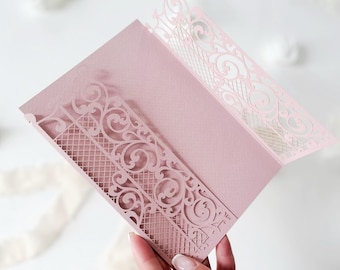Laser-Cut Gate Invitation Cover – Archway Design for Weddings & Parties, DIY Elegant Gatefold Card Sleeve, Romantic Wedding Invitations