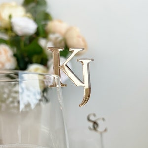 Personalized Wedding Drink Tags Initials, Custom Drink Charms, Luxury Wedding Favors, Table Decor