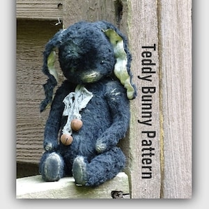 Vintage style Artist Teddy Bunny Pattern. Pdf JPEG instant download files. Artist Teddy Bunny Sewing Pattern. Stuffed Bunny Pattern