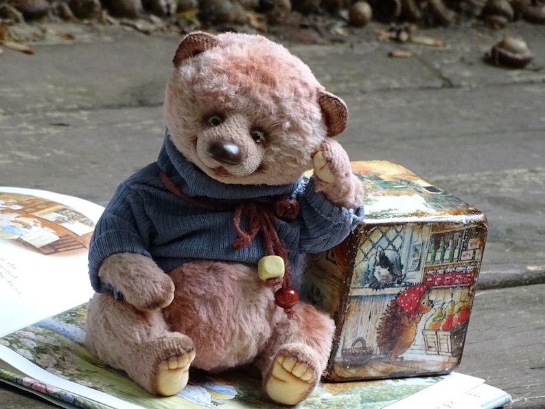 Plush Teddy Bear Pink Artist Teddy Bear Collectible handmade OOAK