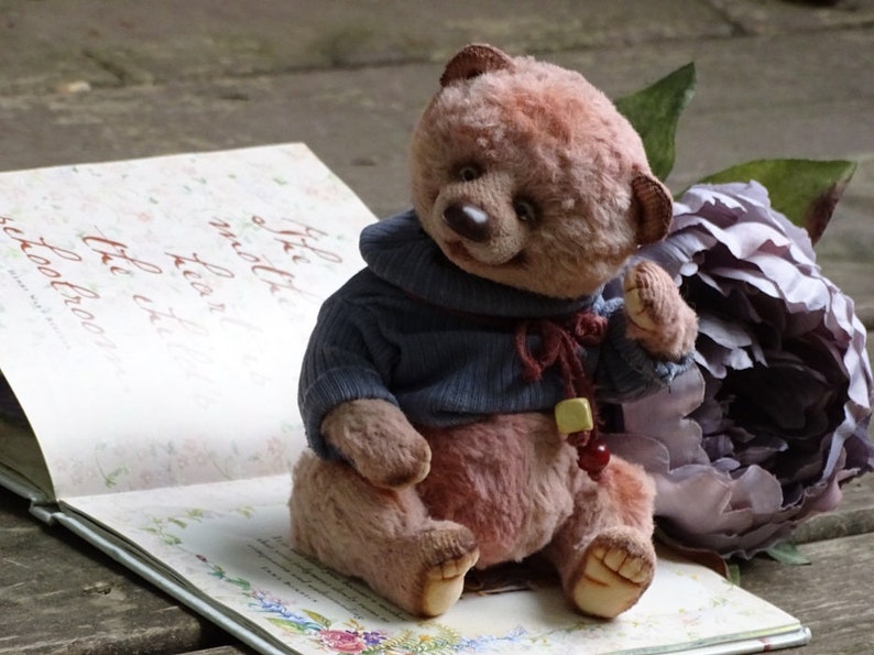 Plush Teddy Bear Pink Artist Teddy Bear Collectible handmade OOAK