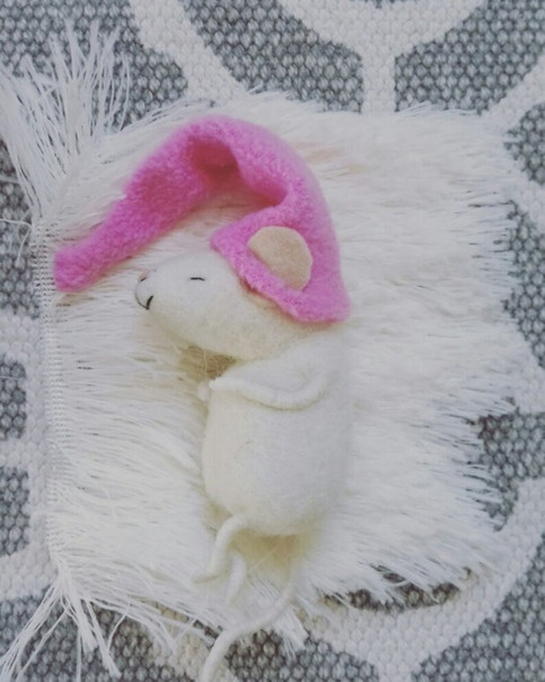 White Wool Felted Sleeping Mouse in a Box. Wool Felted Mouse. Etsy
