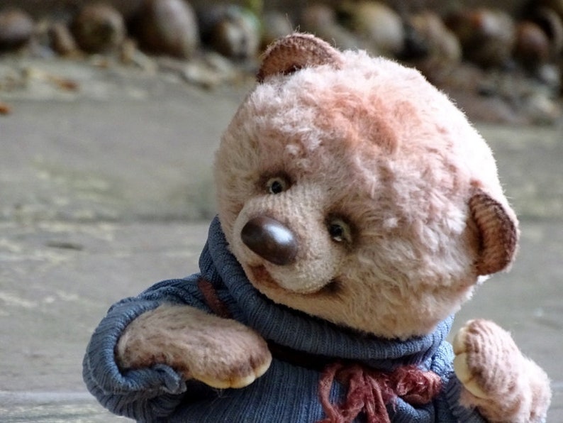 Plush Teddy Bear Pink Artist Teddy Bear Collectible handmade OOAK