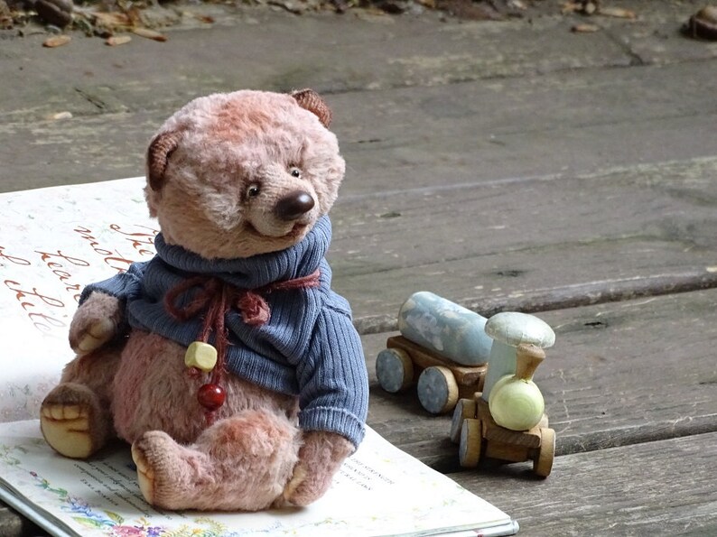 Plush Teddy Bear Pink Artist Teddy Bear Collectible handmade OOAK