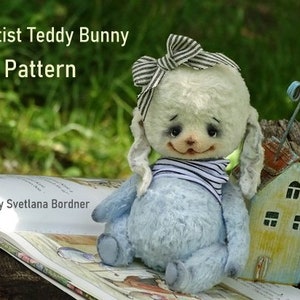 Artist Teddy Bunny Sewing Pattern.  PDF JPEG format. Artist Bunny Toy Making Pattern Soft Animal Pattern