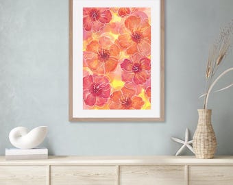 Impression d'art fleurs roses fraîches